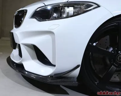 3D Design Carbon Fiber Front Lip Spoiler Set with Canards BMW F87 M2 2015-2018 - 3101-28721
