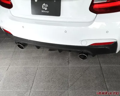 3D Design 2-Tip Exhausts Carbon Fiber Rear Diffuser BMW F22 2-Series M-Sport 2014-2018 - 3108-22211