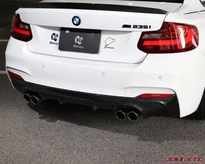 3D Design 4-Tip Exhausts Carbon Fiber Rear Diffuser BMW F22 2-Series M-Sport 2014-2018 - 3108-22221
