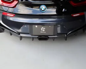 3D Design Carbon Fiber Rear Diffuser with Titanium Exhaust Set BMW i8 I12 2015-2017