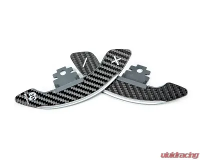 3D Design Dry Carbon Fiber Silver Shift Paddle Set BMW X5M F85 | X6M F86 | M2 F87 | M3 F80 | M4 F82 | M5 F10 | M6 F06 | F12 | F13 2012-2023 - 6101-00312
