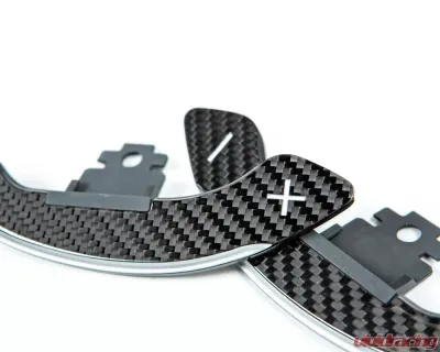 3D Design Dry Carbon Fiber Silver Shift Paddle Set BMW X5M F85 | X6M F86 | M2 F87 | M3 F80 | M4 F82 | M5 F10 | M6 F06 | F12 | F13 2012-2023 - 6101-00312