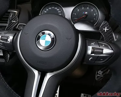 3D Design Dry Carbon Fiber Silver Shift Paddle Set BMW X5M F85 | X6M F86 | M2 F87 | M3 F80 | M4 F82 | M5 F10 | M6 F06 | F12 | F13 2012-2023 - 6101-00312