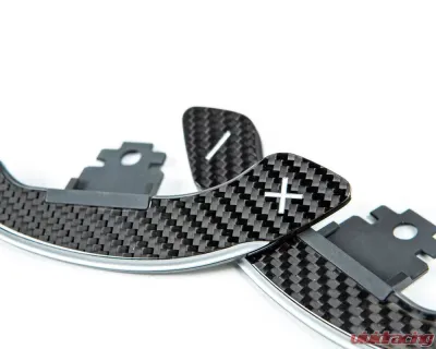 3D Design Dry Carbon Fiber Silver Shift Paddle Set for BMW 5-Series, 7-Series, 8-Series, M5, X3, X4, X5, X7 - 6101-00332