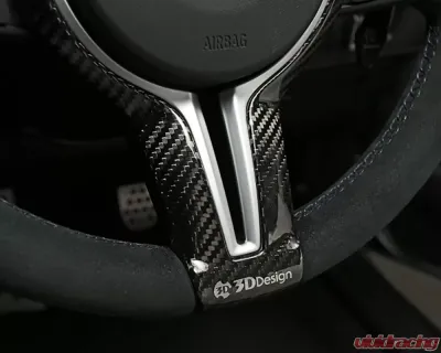 3D Design Carbon Fiber Steering Wheel Trim for BMW M2/M3/M4 (2015-2020) & M5/M6 (2012-2018) - 6302-00111