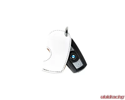 3D Design Type A Universal White Leather Key Case with Grey Stitching - 7105-0112