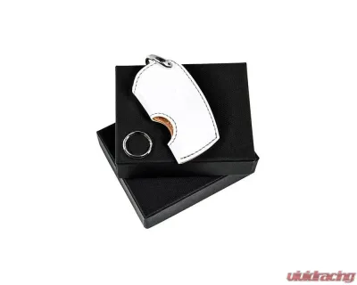 3D Design Type A Universal White Leather Key Case with Grey Stitching - 7105-0112