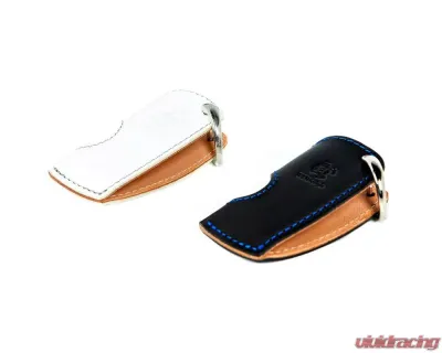 3D Design Type A Universal White Leather Key Case with Grey Stitching - 7105-0112