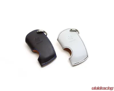 3D Design Type A Universal White Leather Key Case with Grey Stitching - 7105-0112