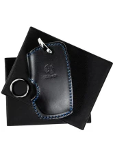 3D Design Type B Universal Black Leather Key Case with Blue Stitching                                     - 7105-0121 - Image 3