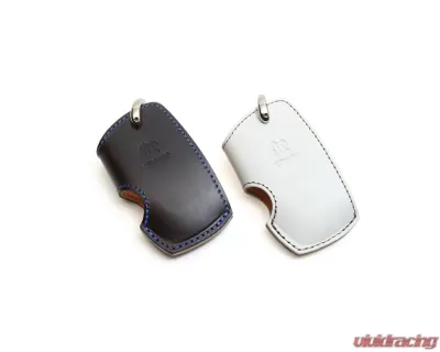 3D Design Type B Universal Black Leather Key Case with Blue Stitching - 7105-0121