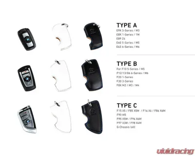 3D Design Type B Universal Black Leather Key Case with Blue Stitching - 7105-0121