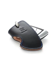 3D Design Type C Universal Black Leather Key Case with Blue Stitching                                     - 7105-0131 - Image 4
