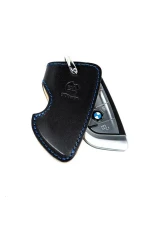 3D Design Type C Universal Black Leather Key Case with Blue Stitching                                     - 7105-0131 - Image 2