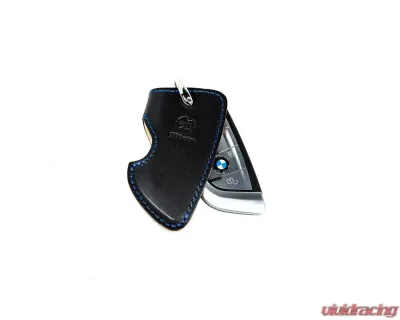 3D Design Type C Universal Black Leather Key Case with Blue Stitching - 7105-0131