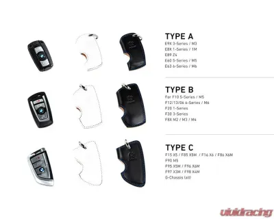 3D Design Type C Universal Black Leather Key Case with Blue Stitching - 7105-0131
