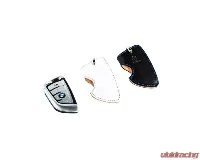 3D Design Type C Universal White Leather Key Case with Grey Stitching - 7105-0132