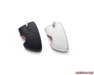 3D Design Type C Universal White Leather Key Case with Grey Stitching - 7105-0132