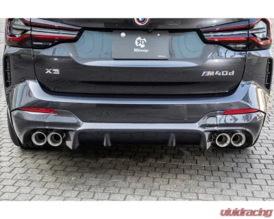3D Design CFRP Rear Quad Tips Diffuser BMW G01 X3 LCI | M-Sport | M40d 2019-2024 - 3108-30131