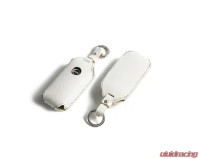 3D Design Type MB White and Tan Leather with Grey Stitching  Key Case - 7105-0185