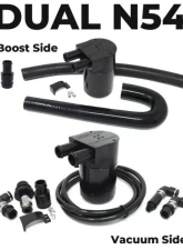 Burger Motorsports Dual BMS Turbo Double Baffle Oil Catch Can Vacuum & Boost BMW N54 2006-2013                                     - BMS-CATCH-N54 - Image 2