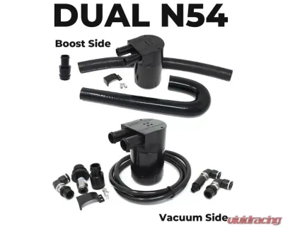 Burger Motorsports Dual BMS Turbo Double Baffle Oil Catch Can Vacuum & Boost BMW N54 2006-2013 - BMS-CATCH-N54