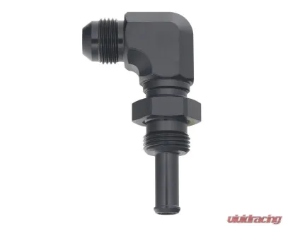 DeatschWerks 8AN To 90-Deg 3/8" Single Hose Barb Matte Black - 6-02-0742-B