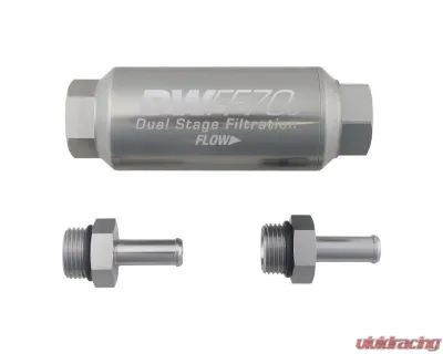 DeatschWerks Compact In-Line Fuel Filter Kit 3/8" Barb Stainless Steel - 8-03-70C-010K-38