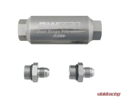 DeatschWerks Compact In-Line Fuel Filter Kit -6AN Stainless Steel - 8-03-70C-010K-6