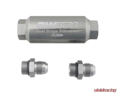 DeatschWerks Compact In-Line Fuel Filter Kit -8AN Stainless Steel - 8-03-70C-010K-8