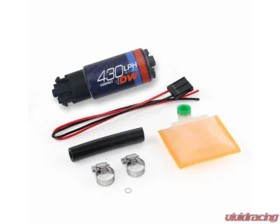 DeatschWerks DW430c 430lph Compact Fuel Pump w/ Clips & Universal install kit - 9-439-1000