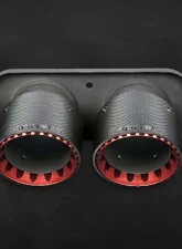 Capristo Exhaust Carbon Fiber Shell Exhaust Red Tip OEM Muffler Porsche 991.2 GT3 | RS 2018-2019                                     - 02PO08603010-R - Image 3