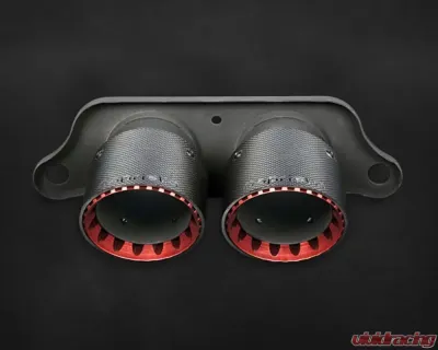Capristo Exhaust Carbon Fiber Shell Exhaust Red Tip OEM Muffler Porsche 991.2 GT3 | RS 2018-2019 - 02PO08603010-R