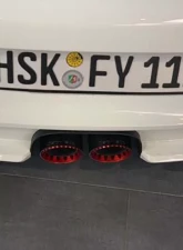 Capristo Exhaust Carbon Fiber Shell Exhaust Red Tip OEM Muffler Porsche 991.2 GT3 | RS 2018-2019                                     - 02PO08603010-R - Image 2