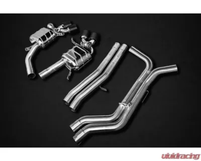 Capristo Exhaust Black Valved Exhaust with Bevelled Carbon Fiber Tips Audi RS6 | RS7 C8 2019-2024 - 02AU01903036-B