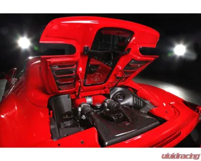 Capistro Exhaust Primed Top | Clear Gloss Bottom Carbon and Glass Bonnet Raw Ferrari 458 Spider 2011-2015 - 03FE004100063L