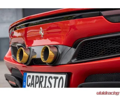 Capistro Exhaust Gold Twin Tailpipe Carbon Conversion Ferrari 296 GTB | GTS 2021-2025 - 03FE13810003-G