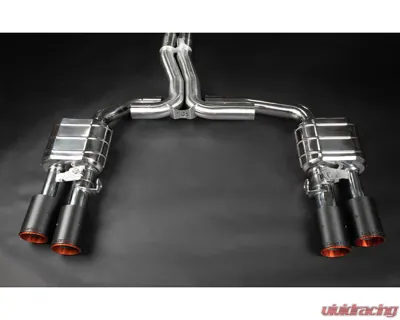 Capristo Exhaust OE Actuators Valved Catback Exhaust System w/ Capristo Carbon with Silver Tips Audi S8 D5 - 02AU09403014-CS