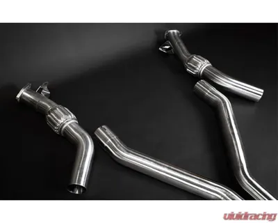 Capristo Exhaust OE Actuators Valved Catback Exhaust System w/ Capristo Carbon with Silver Tips Audi S8 D5 - 02AU09403014-CS