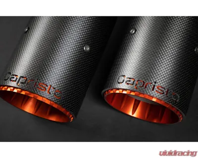 Capristo Exhaust OE Actuators Valved Catback Exhaust System w/ Capristo Carbon with Silver Tips Audi S8 D5 - 02AU09403014-CS