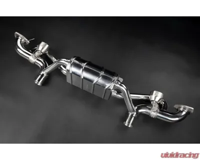 Capristo Exhaust PSE Valved Muffler w/ Black Slanted Wicrom Tips Porsche 718 GT4RS - 02PO01003031-B