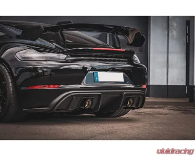 Capristo Exhaust PSE Valved Muffler w/ Black Slanted Wicrom Tips Porsche 718 GT4RS - 02PO01003031-B