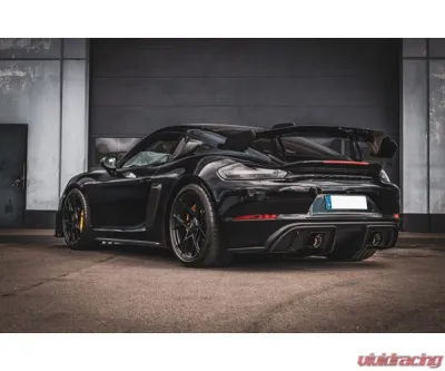 Capristo Exhaust PSE Valved Muffler w/ Black Slanted Wicrom Tips Porsche 718 GT4RS - 02PO01003031-B