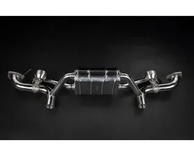 Capristo Exhaust PSE Valved Muffler w/ Black Slanted Wicrom Tips Porsche 718 GT4RS