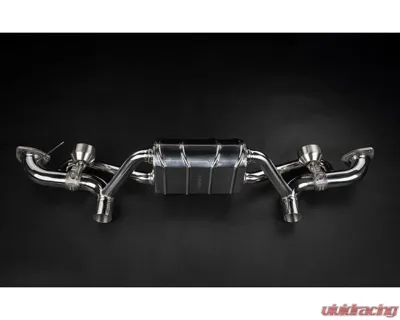 Capristo Exhaust Valve Muffler, 100 Cell OPF Replacement & Performance Header Set w/ Black Wicrom Tips Porsche 718 GT4RS - 02PO01003036-B