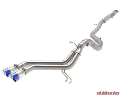 Takeda 2-1/2" - 3" 304 Stainless Catback Exhaust System w/ Blue Flame Tips Hyundai Veloster L4 1.6L 2013-2017 - 49-37018-L