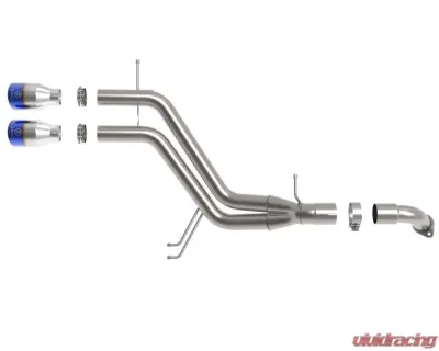 Takeda 2-1/2" 304 Stainless Axle-Back Exhaust System w/ Blue Flame Tips Hyundai Veloster L4 1.6L 2013-2017 - 49-37019-L