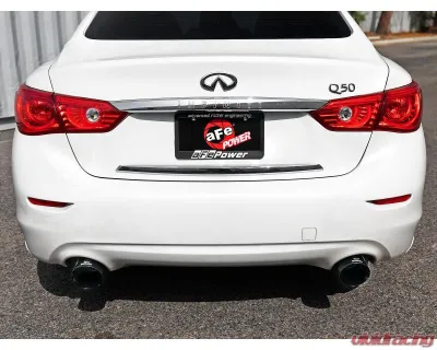 Takeda 2-1/2" 304 Stainless Steel Axleback Exhaust System with Black Tips Infiniti Q50 V6-3.0L tt 2016-2024 - 49-36130NM-B