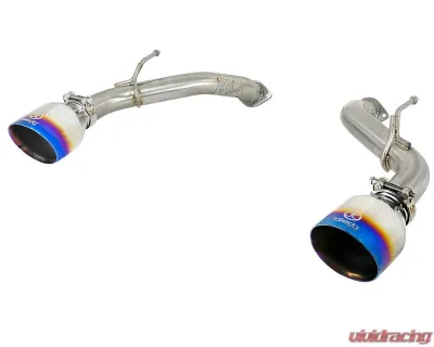 Takeda 2-1/2" 304 Stainless Steel Axleback Exhaust System with Blue Flame Tips Infiniti Q50 V6-3.0L tt 2016-2024 - 49-36130NM-L