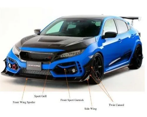 Js Racing Front Sport Grill Carbon Honda Civic Type-R FK8 2017-2021 - AG-K8-C